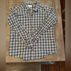 Columbia Black and White Plaid Casual Button Down Shirt
